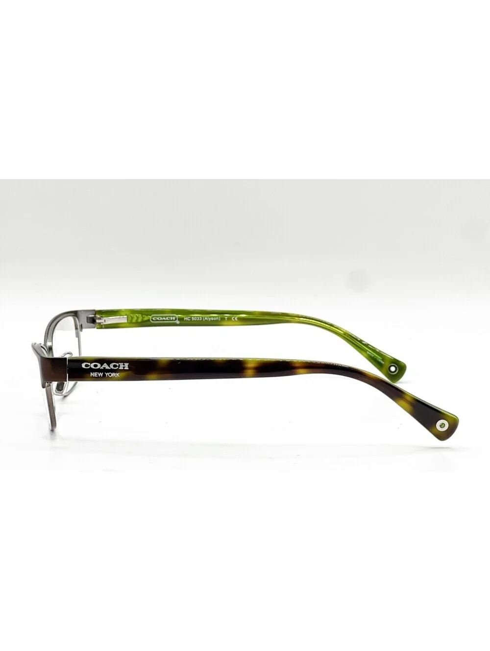 Coach HC 5033 9128 Satin Brown Dark Silver Browline Eyeglass Frames 51-16-135